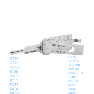 Lishi 2 in 1 aracı GT10 GT15 GM37 B106 GM39 B111 FO38 MIT8 MIT11 CY24 NSN14 TOY38R DWO4R DOW5/CH1 HU87 MAZ24 NSN11 HU46 HU49 - Product Image 1