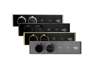 Mezclador de Ducha Empotrado de Latón Negro de 2 Vías con Botón Pulsador, Desviador de Ducha Multifunción con Pantalla Digital LED AL-SM69 - Product Image 1