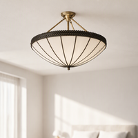 Plafonnier semi-encastré Cano Lighting en laiton vintage avec abat-jour en forme de dôme perlé, élégant luminaire suspendu pour la décoration de la chambre à coucher et du couloir