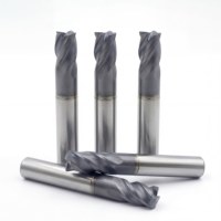 Fraise à 4 dents en carbure de tungstène super dur HRC55-65 avec revêtement AlTiN, diamètre 0,5-12 mm, 10 mm, ODM/OEM pour pièces de moule en acier inoxydable