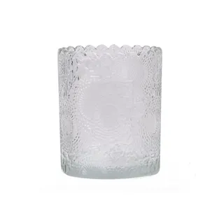 Hot selling Luxury Wholesale 9 oz Transparent Cylinder Empty Candle Vessel Glass Candle Holder Jar for Candle Making