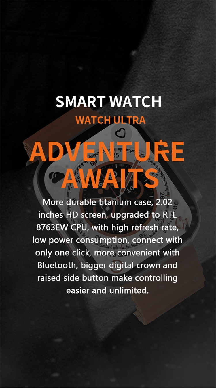 New Original 49MM HW8 Ultra Max Smart Watch Series 8 NFC Smartwatch BT Call IP68 Waterproof Wireless Charging Reloj Inteligente