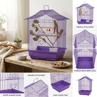 Cage à oiseaux rectangulaire extra-large, solide, écologique, simple et moderne, pliable, avec plateau amovible, mangeoires intégrées et fermeture à bouton.