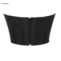 Haut court en forme de cœur de 30 cm de hauteur, en Spandex/Polyester, corset sans bretelles en dentelle pour femme, maintien ferme, grande taille, noir, fermeture éclair au dos
