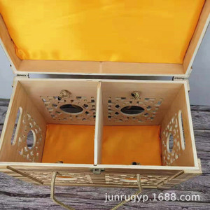 Caja de Madera para Licores Estilo Chino, Almacenamiento para Dos Botellas, Empaque de Regalo, Forma Rectangular, Material de Madera, Empaque para Bebidas - Product Image 1