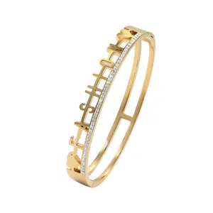 52577 Xuping mode 24 karaats goud kleur armband groothandel sieraden rvs cz bangle voor vrouwen
