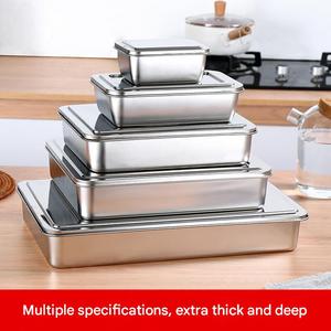 Plateau rectangulaire en acier inoxydable 304 avec couvercle, bac <span class=keywords><strong>de</strong></span> rangement alimentaire, plaque <span class=keywords><strong>de</strong></span> <span class=keywords><strong>cuisson</strong></span>, plat <span class=keywords><strong>de</strong></span> service pour cuisine commerciale, restaurant, traiteur - Product Image 3