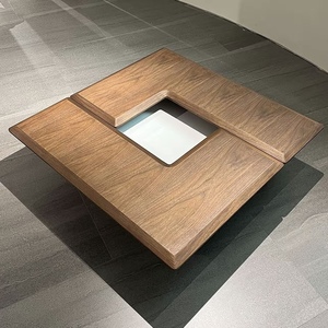 Modern Multifunctional Storage Center <strong>Table</strong> Extendable Square <strong>Walnut</strong> <strong>Coffee</strong> <strong>Table</strong> for Rustic Easy Assembly Home Furniture Metal - Product Image 4