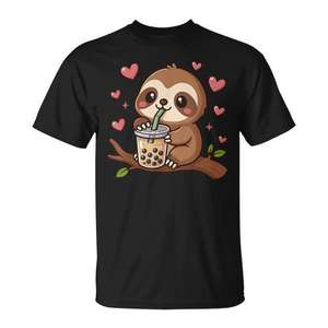 Camiseta Kawaii Anime con diseño de Sloth Boba Tea para hombres y mujeres, unisex, talla para adultos S M L XL XXL - Product Image 1
