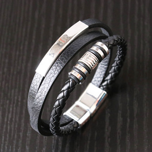 Pulsera de Cuerda Trenzada Multicapa Moderna para Hombre, Brazaletes de Acero Inoxidable, Joyería Masculina, Regalos - Product Image 5