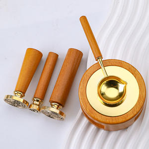 Ensemble de tampons à cire d'étanchéité en bois avec cuillère en cuivre et tampons pour fournitures d'artisanat - Product Image 1