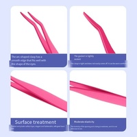 Pince à cils personnalisée avec logo, design pointu, antistatique, durable, en acier inoxydable, or rose, peigne à cils et sourcils, 10 mm