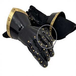 Guanteletes negros de acero medieval, guantes de armadura funcionales hechos a mano, disfraz de fantasía de Metal listo para la batalla, armadura de guanteletes de acero - Product Image 1