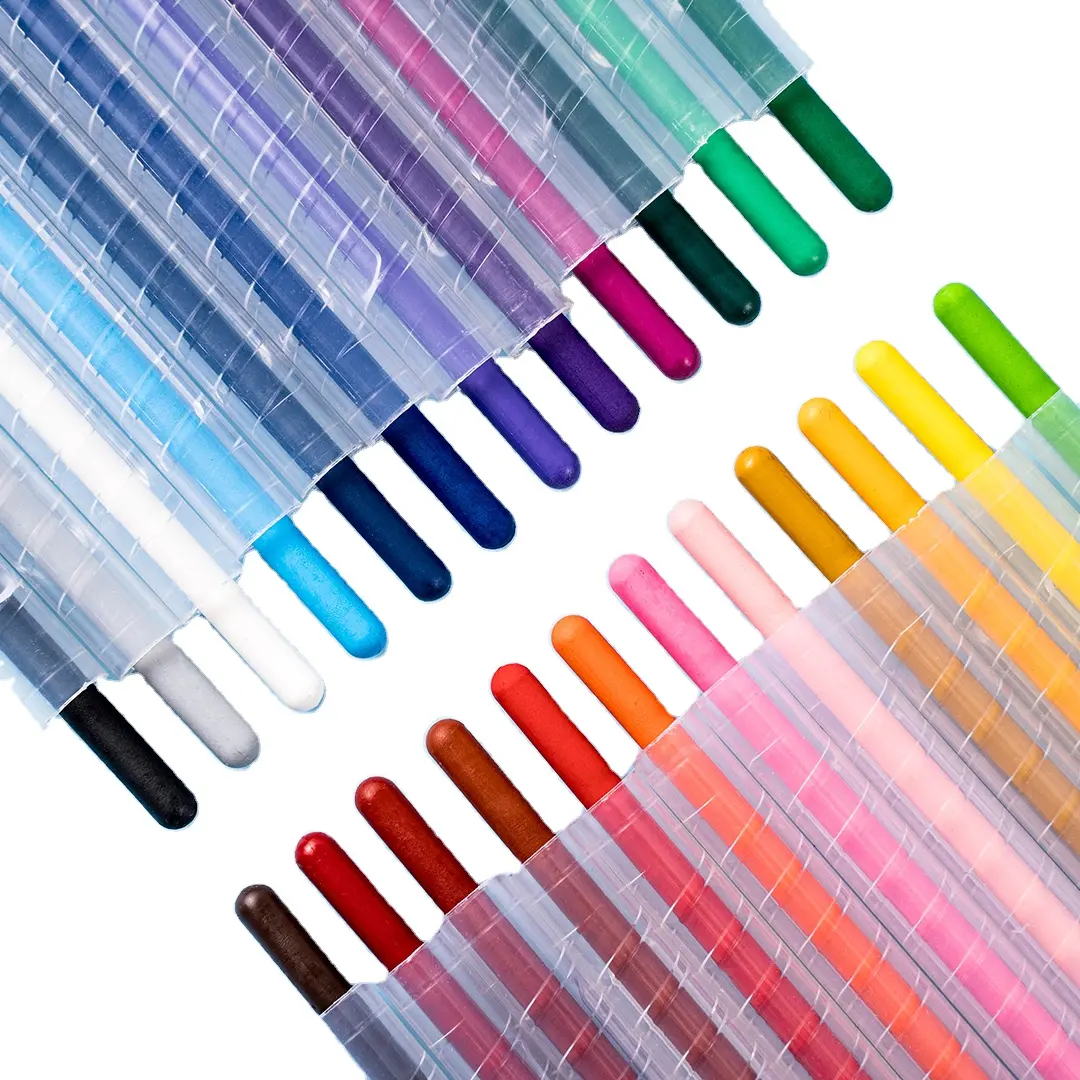 24 renk boya kalemi çocuklar için servis sanat toksik olmayan Twistable boya kalemi çocuklar için Set çocuk boyama plastik mum boya