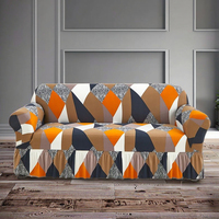 Housse de canapé tout compris toutes saisons à motif géométrique imprimé, élastique, entièrement couvrante, style jupe anti-poussière, antistatique, 100 % polyester