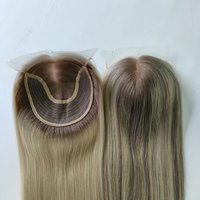 Topper Rambut Manusia Premium 6*7 Hybrid Silk Top Dengan Wefts & PU Edge, Hairpiece Alami Seperti Kulit Kepala Asli untuk Pemasok Salon Rambut