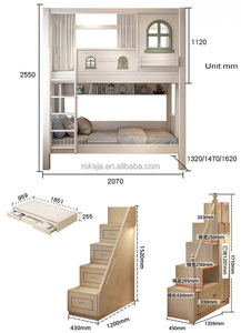 Giường tầng trẻ em giá rẻ có ngăn chứa đồ đa năng, giường gỗ trẻ em dành cho bé gái có cầu trượt màu hồng, kiểu lâu đài nhỏ kiểu Mỹ, bộ giường ngủ cho mẹ và bé - Product Image 6