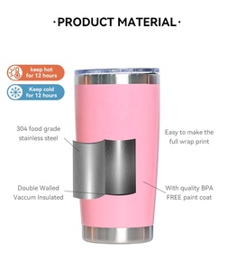 Gobelets à café réutilisables en acier inoxydable avec logo personnalisé, double paroi isolée, tasse de voyage pour le camping, gobelet isotherme de 20 oz - Product Image 5