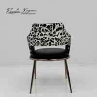 Fauteuil de salle à manger personnalisable en cuir PU Keynes, imprimé léopard, pieds en métal, vente en gros pour la maison et le commerce