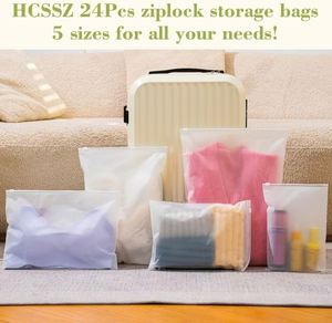 Sacs en plastique refermables réutilisables, pochettes d'organisation étanches pour bagages, pour le rangement des chaussures/cosmétiques de voyage, 5 tailles - Product Image 5