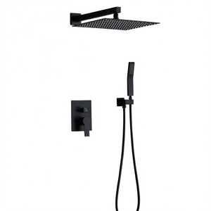 Juego de Ducha de Lluvia de 12 Pulgadas con Ducha de Mano, Montaje en Pared, Negro Mate, Diseño Minimalista para Baño - Product Image 1