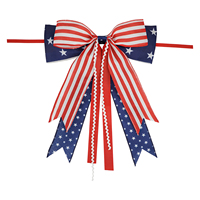 Ruban personnalisé petit nœud patriotique motif drapeau rayé étoile pour la Fête de l'Indépendance, le Memorial Day et le 4 juillet