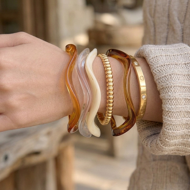 Songfu Custom Jewelry Acrylic Resin Bangle Light Luxury Fashion Stackable Bangle for Women