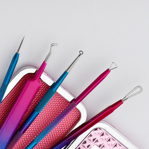 Stainless Steel Acne Needle 5-Piece Set Colored <b>Titanium</b> Blackhead Remover Tool For Face Skin Care - Product Image 3