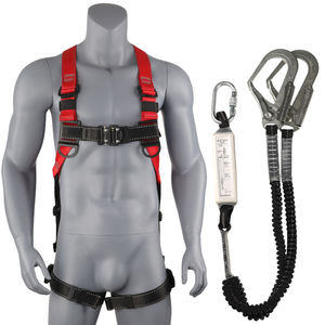 Harness Keselamatan Konstruksi Bersertifikat CE, Tali Retraktil Polyester, Ring-D Baja, Kekuatan Putus 1500kg, Panjang Dapat Disesuaikan - Product Image 1