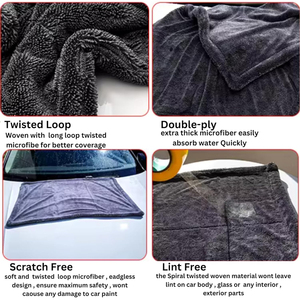 Toalla de secado de vidrio para coche, toalla trenzada de doble cara para secado de carrocerías, superabsorción de 1300 ~ 1500g/m², venta al por mayor - Product Image 3