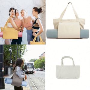 Sac de yoga portable en toile avec logo personnalisé, bandoulière, grande capacité, pour tapis de yoga, voyage, gym, fitness, rangement - Product Image 4
