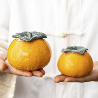 Harmony Wholesale Récipient alimentaire portable de haute qualité Boîtes de thé orange créatives en forme de fruit Bocaux de stockage en céramique