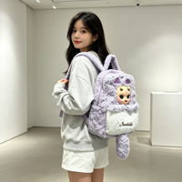 Sac à dos en peluche à cornes pour filles, idéal pour les trajets quotidiens, avec haut-parleur et fonction de chat vocal IA, design mignon et amusant, personnalisable