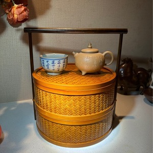 <b>Bamboo</b> Woven Storage Basket Double Layer Circular Hexagonal For Living Room Neatening - Product Image 4