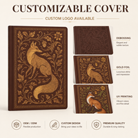 Cuaderno de Tapa Dura Estilo Art Nouveau con Diseño de Zorro, Personalizado al por Mayor, Cuaderno Vintage con Estampado Floral Mate UV, con Páginas Rayadas o en Blanco