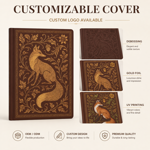 Quaderno Art Nouveau con Copertina Rigida Personalizzata, Stampa UV Opaca Floreale Vintage, Pagine a Righe o Bianche - Product Image 4