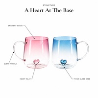 Mug en verre borosilicate 400 ml, résistant à la chaleur, tasse à café colorée avec une jolie poignée, tasse à lait, thé, eau