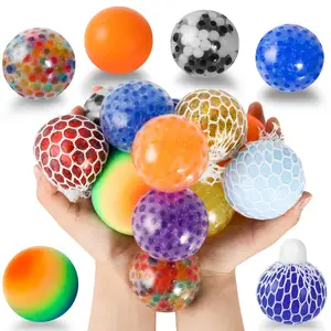 Bola de estrés de arco iris personalizada, juguete para aliviar el estrés, cuentas coloridas dentro, bola de masa de arco iris blando, venta al por mayor