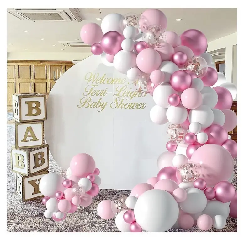 Balon ulang tahun pernikahan balon lateks pesta ulang tahun dekorasi anak bayi perempuan dekorasi balon merah muda karangan bunga Kit lengkungan