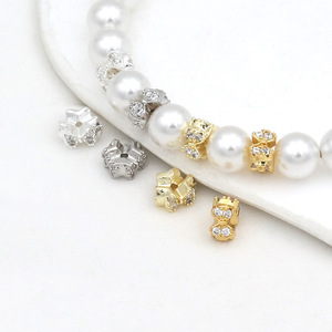 Cuentas espaciadoras de diamantes de imitación con diseño de lazo de copo de nieve, chapadas en oro de 18K sobre plata, accesorios y componentes para joyería DIY - Product Image 2
