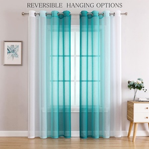 Fabricación de fábrica Bindi, cortinas transparentes de gasa degradada verde azulado y blanco con filtrado de luz para dormitorio y sala de estar - Product Image 2