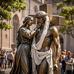 Famoso cristiano cattolico decorazione in ottone statua di gesus 14 stazioni sesta stazione Veronica a grandezza naturale pulire la faccia di gesus scultura in bronzo - Product Image 2