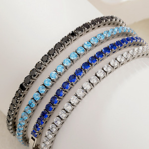 Pulsera de Cadena de Tenis de Acero Inoxidable de 3MM Estilo Europeo Americano con Incrustaciones de Piedras de Colores, Accesorio de Moda Chapado en Oro, Marca HR, Unisex - Product Image 1