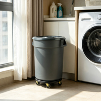 Contenedor de Basura Sanitario de Plástico de 180L, Antihuellas, Superficie Lisa, con Tapa, para Uso Diario en Vestíbulos de Hospitales y Baños