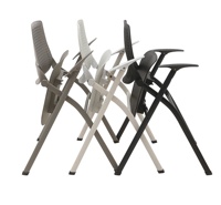 Chaise de formation pliable à assise large, dossier perforé respirant, articulation en acier, ergonomique, pivotante, pour bureau à domicile et usage commercial