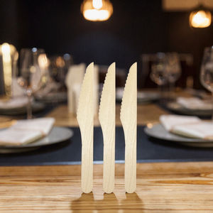 Juego de cuchillos desechables de madera de abedul biodegradables impresos con logotipo personalizado, 140mm y 165mm, cubiertos de viaje compostables a granel para Cocina - Product Image 4