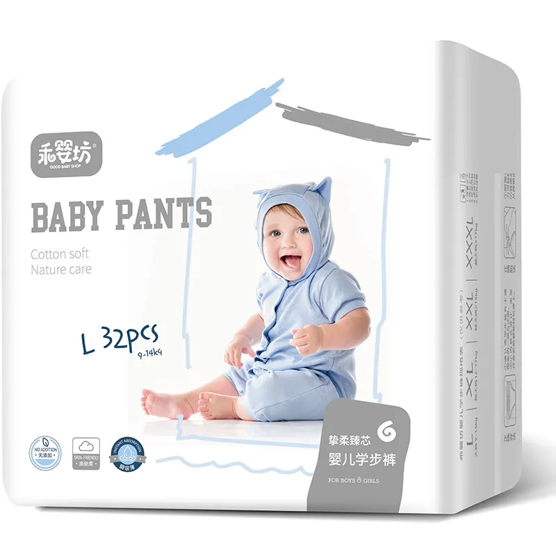Pabrik Penjualan Laris Popok Bayi Ultra-tipis Katun Lembut Celana Popok Bayi Ukuran L