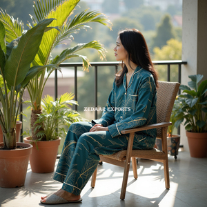 Conjunto de Pijama de Dos Piezas de Algodón para Mujer, Ropa de Dormir Suave, Personalizable y Sostenible para Verano, Otoño y Primavera, Estilo Casual y Elegante - Product Image 2