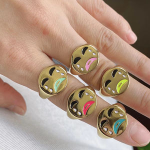 <span class=keywords><strong>แหวน</strong></span>เคลือบลายอิโมจิเศร้าทองเหลือง,<span class=keywords><strong>แหวน</strong></span>นิ้วมือน่ารักทันสมัยมีสีสันอุปกรณ์ขายส่ง - Product Image 2