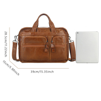 Porte-documents en cuir imperméable pour homme d'affaires, sacoche d'ordinateur en cuir véritable, sac à main pour ordinateur portable, cadeau pour homme